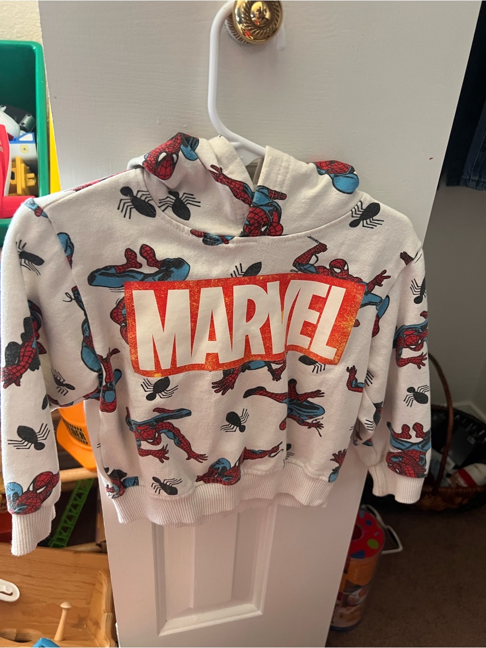 Marvel White Hoodie with Red and Blue Spider Accents